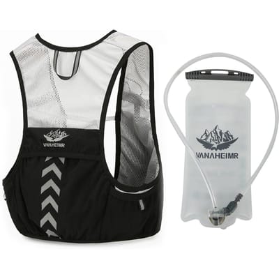 Gilet d'hydratation pour course à pied, sac à dos d'hydratation portable pour l'extérieur, sac de cyclisme résistant aux éclaboussures de 2 L with water bladder noir