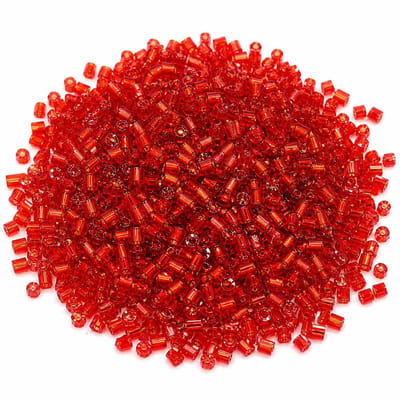 Rocailles, 2 mm, glas, buisjes, zaadstokjes (rode zilveren inzet)