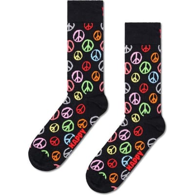 Happy Socks Peace Unisex Zwart - Maat 36-40