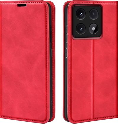MobyDefend Hoesje - Geschikt voor Xiaomi 14T Pro - Luxe Wallet Bookcase (Magnetische Sluiting) - Rood
