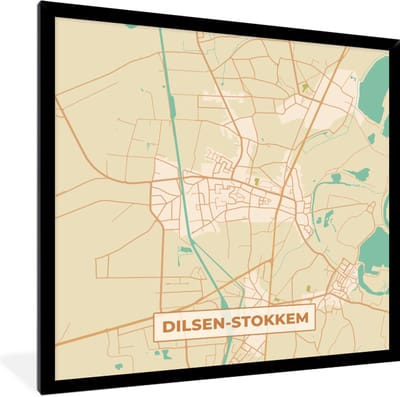 Fotolijst incl. Poster - Dilsen-Stokkem - Kaart - Plattegrond - België - Stadskaart - 40x40 cm - Posterlijst