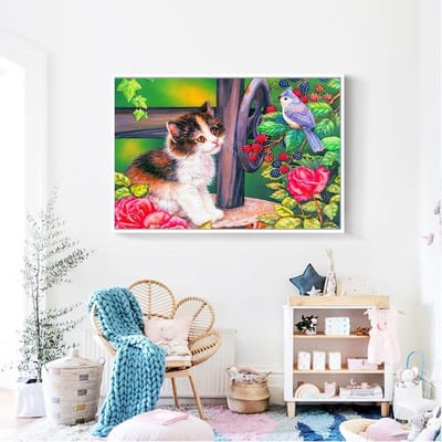 5D DIY Diamond schilderij volledige ronde dier kat borduurwerk verkoop foto Strass Diamond Home Decor 20X30CM gray