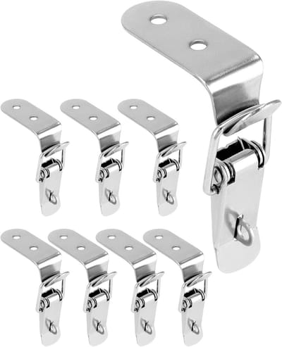 Robuuste sluitingen set van 8, 72 x 24 mm, hoekbevestiging met drukknoop, veilige sluiting voor kisten, aanhangwagens en zijwanden