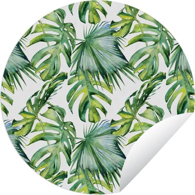 Tuincirkel Bohemian - Bladeren - Bloemen - Tropisch - 60x60 cm - Ronde Tuinposter - Buiten