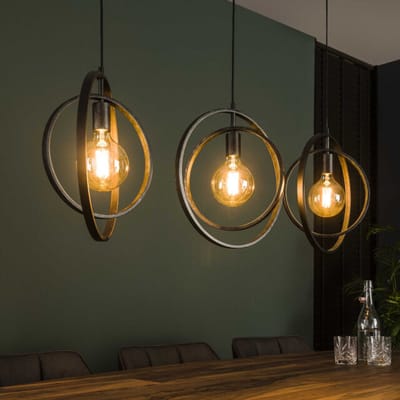 Hoyz Hoyz industriele hanglamp 3 lampen turn around zwart