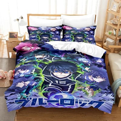 Hot Anime Blue Lock Beddengoedset Dekbedovertrekset King Queen Twin Tweepersoonsmaat Dekbedovertrekset Voor Tieners en Jongens Anime Liefhebber US Twin(172x218cm)