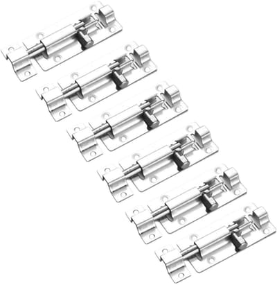 Vt products - Deurbeveiliging - Barrel Bout Latch Slide Lock - Zilveren - Roestvrij staal - Privacy en veiligheid - Geschikt voor badkamer deur - 6-pa