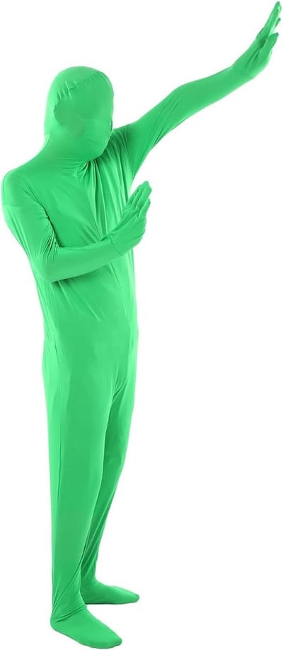 Chromakey Bodysuit met Handschoenen en Hoodie voor Fotografie, Unisex Spandex Stretch Kostuum voor Volwassenen, Perfect voor Speciale Effecten en Creatieve Projecten (170cm)