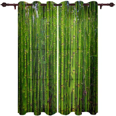 Groen Bamboe Raam Gordijn voor Slaapkamer Woondecoratie Woonkamer Achtergrond Gordijn Keuken Gordijn 135W x 92H(cm) x1