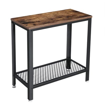 Console - Bijzettafel - Sidetable – Halftafel - Loft Industrieel Design - Metalen Frame & Rustiek Blad – Voor Hal, Woonkamer, Entree & Keuken – Compact & Multifunctioneel – 60x30x60 cm