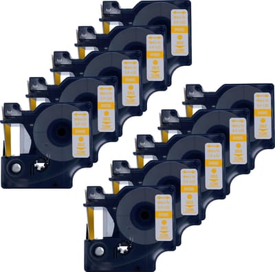 DULA Dymo D1 45815 Compatible label tape - 10 lettertapes - Goud op transparant - 19mm x 7m