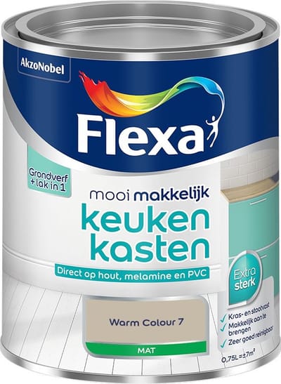Flexa - Mooi Makkelijk Keukenkasten Mat - Warm Colour 7 - Mengverf - 750 Ml