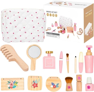 Houten Speelgoed Salon - Kinder Make-up Set - Fantasie Spelen - Duurzaam Hout - 21 x 15 x 8 cm