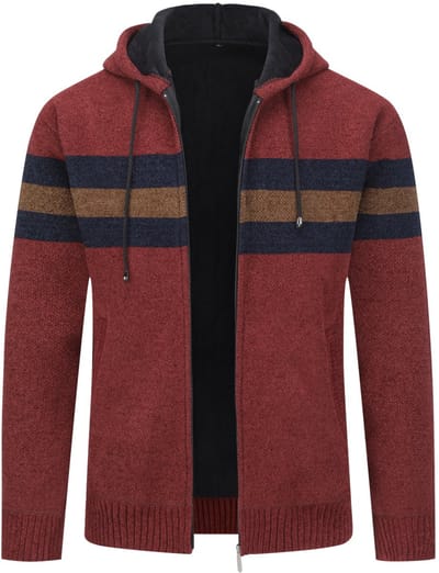 ALLTHEMEN Heren Capuchon Cardigan - Gestreepte Rits - 3XL