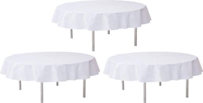 3x Bruiloft witte ronde tafelkleden/tafellakens 240 cm stof - Huwelijk/trouwerij decoratie ronde tafelkleden Opaque White Wedding - Witte tafeldecoraties - Wit thema
