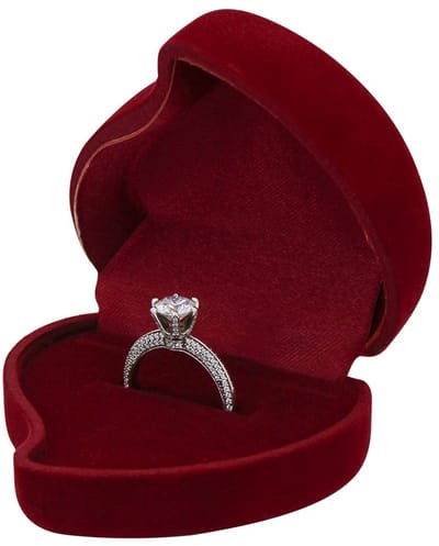 Dailygoody - Velvet Ring Box - Ring Houder - Hartvorm - Rood - Sieraden Opbergen - Geschikt voor Verloving - Doos voor Trouwen