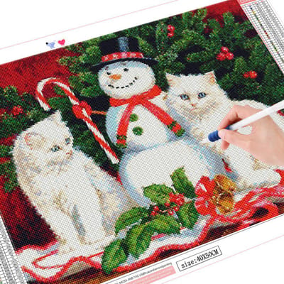 Volledige Diamond schilderij kat sneeuwpop 5D DIY diamant borduurwerk dier verkoop steentjes set Craft Kit Home Decoration Full Square 20X30CM