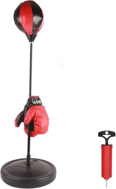 Verstelbare Punching Ball Set voor Volwassenen en Kinderen - Inclusief Handschoenen en Pomp