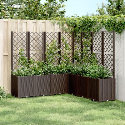 vidaXL - Plantenbak - met - latwerk - 160x160x140 - cm - polypropeen - bruin