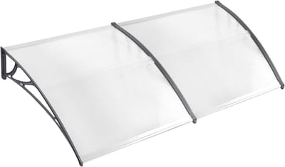 Luifel voor huisdeur - Deur overkapping - Bescherming tegen weersinvloeden - Polycarbonaat dakplaat - 200 x 100 cm - Grijs transparant