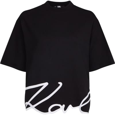 Karl Lagerfeld Karl Signature Hem T-shirt Black Taglia: XS | Maglie Sportivi Outlet | Donna | Nero