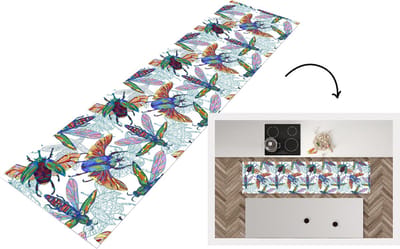 Keukenloper - Loper keuken - Insecten - Regenboog - Design - 200x50 cm - Keukenloper vinyl