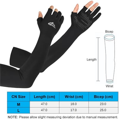Manches de bras rafraîchissantes avec doigts ergonomiques Hommes Femmes Protection UV Solaire Manches longues pour la conduite à vélo M blanc