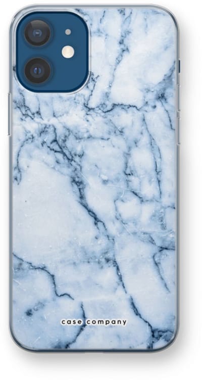 Case Company® - Hoesje geschikt voor iPhone 12 hoesje - Blauw marmer - Soft Cover Telefoonhoesje - Bescherming aan alle Kanten en Schermrand