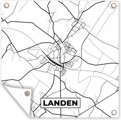 Tuin poster België – Landen – Stadskaart – Kaart – Zwart Wit – Plattegrond - 200x200 cm - Tuindoek