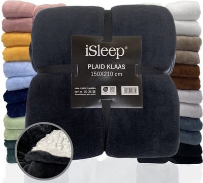 iSleep Plaid Klaas - Heerlijk Zacht - Fleece Deken - Extra Lang - 150x210 cm - Zwart