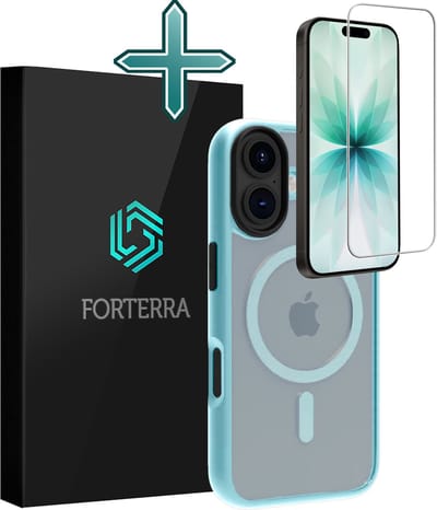 Hoesje Met Screenprotector - Geschikt voor Apple iPhone 17 - Magsafe Compatible - Sterk & Shockproof - Shock Proof Case - Back Cover - Telefoon Hoes - Lichtblauw