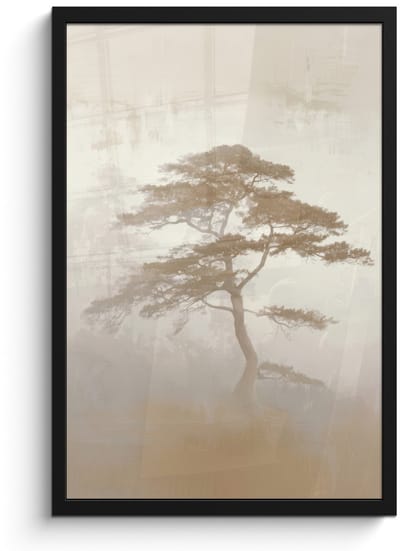Poster in lijst - Fotolijst 40x60 cm - Posters - Boom - Oosterse stijl - Landschap - Posterlijst zwart - Decoratie - Wanddecoratie woonkamer - Muurdecoratie slaapkamer