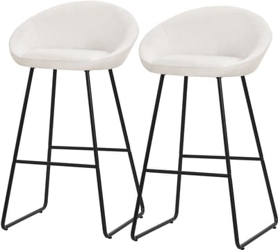 Barkruk set van 2 beige 56x94x50 cm met rugleuning en voetensteun tot 120 kg ML-Design