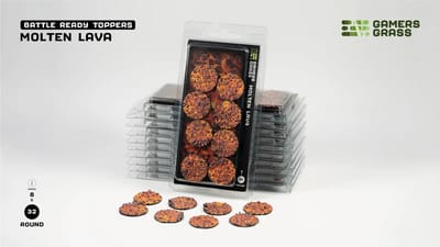 Molten Lava Bases Pre-Painted (8x 32mm Round)
