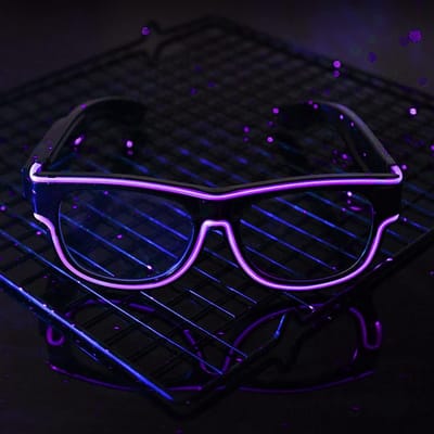 Draadloze lichtgevende bril, lichtgevende bril, El Wire Neon Party Bril, Rave Bril Kostuums voor feesten, DJ, EDM, 80s, Halloween, Kerstmis (Paars)
