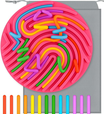 Sensorisch Bord - Ontwikkelingsspeelgoed - Fijne motoriek - Veilig siliconenmateriaal - 10x10x10 cm - Roze