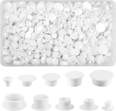 Witte Plastic Stoppen voor Boorgaten, 400 Stuks, Geschikt voor 5/6/8/10/12 mm, Ideaal voor Meubels, Apparatuur en Kasten
