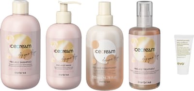 Inebrya - Ice Cream Pro-Age Shampoo 300ML + Mask 300ML + Bi-Phase Conditioner 200ML + Treatment 100ML + Gratis Travel Size