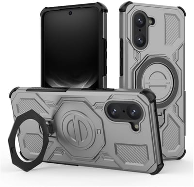 Hoesje geschikt voor OnePlus Nord CE 5 | Compatibel met MagSafe / Qi2 | 360° Draaibare Magnetische Standaard | Back Cover Kickstand Ring | Grijs