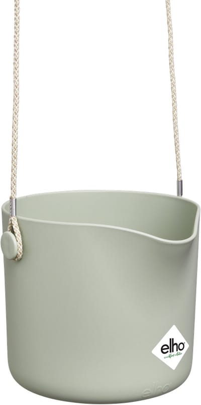 Elho B.for Swing 18 Hangpot - Bloempot voor Binnen - Inclusief Verstelbaar Hangkoort - Ø 18.0 x H 16.5 cm - Steengroen