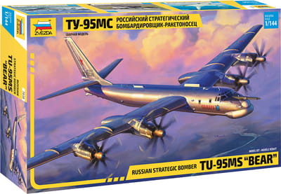 Zvezda Modelbouwpakket Militaire voertuigen - 7038 Russian Strategic Bomber Tu-95MS - Bear Plastic - 1:144 - Modelbouw