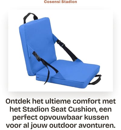 Dailygoods- Stoelkussen Draagbaar Hoge Rug - Opvouwbaar Kussen - 600D Duurzaam Materiaal - Met Opbergzak - Geschikt Voor Buitenactiviteiten - Zitkussen