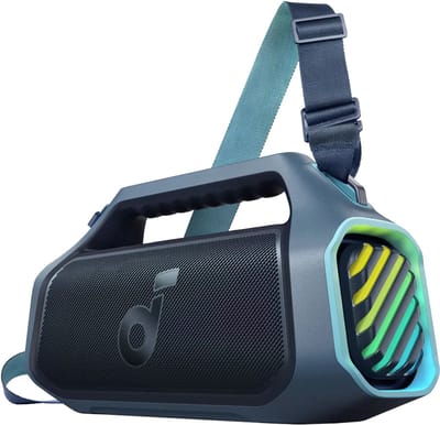 soundcore Boom 2 Plus Buitenluidspreker - Bluetooth - 140W - 2+2 kanalen - BassUp 2.0 - 20 uur - Snel opladen - IPX7 - Waterdicht - RGB-verlichting - USB-C - Powerbank - Voor kamperen - Strand - Tuin - Blauw
