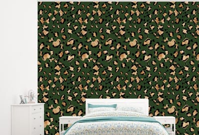 Behang - Fotobehang Panter - Goud - Patronen - Luxe - Breedte 300 cm x hoogte 240 cm