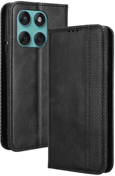 Coverup Hoesje - Geschikt voor Motorola Edge 60 / 60 Fusion Hoesje - Coverup Vintage Style Book Case - Zwart