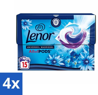 4 x Lenor - Wasmiddel Pods - Universeel - Zeebries - 15 Wasbeurten - Lenor Pods - Wascapsules - Zeebries Geur - Wasmiddel - Wasverzachter