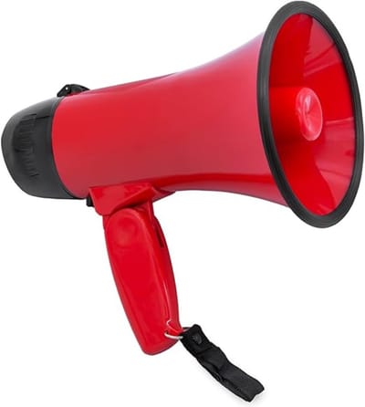 SVN®Megafoon met Sirene – Luchthoorn Met Schouderriem – Megafoon Auto – Rood - 24cm x 15cm x 15cm