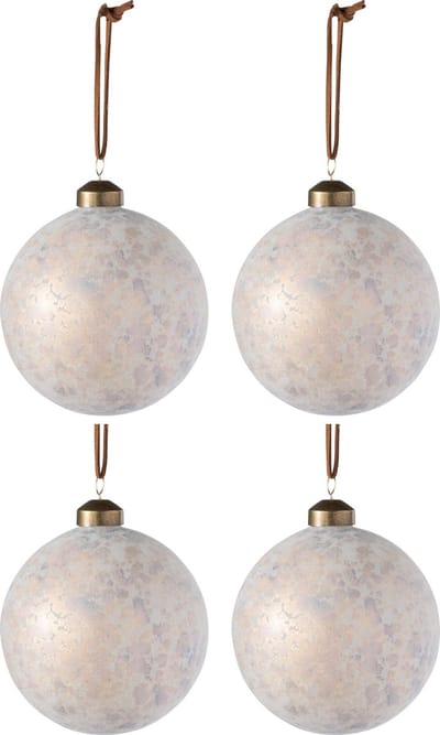 J-Line Doos van 4 Kerstballen Luipaard Medium 10 cm