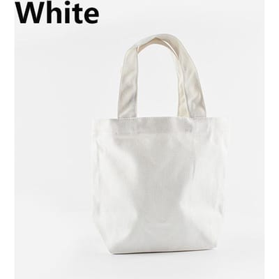 Canvas Lunchtas Kleine Tote Opvouwbare Boodschappentassen Effen Kleur Boodschappentassen Casual Handtas Schoudertas wit