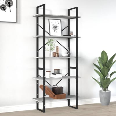 vidaXL - Boekenkast - 80x30x175 - cm - bewerkt - hout - grijs - sonoma - eikenkleurig